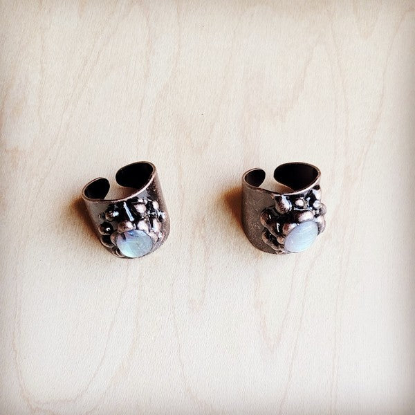 Labradorite Cuff Ring in Antique Copper