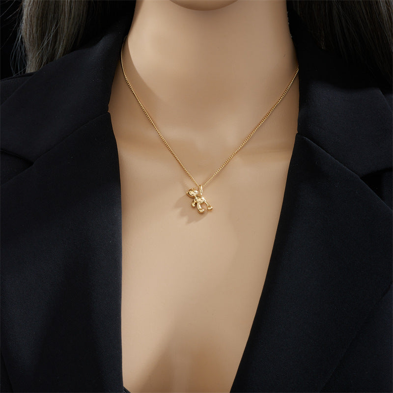 Three-dimensional Bear Necklace Titanium Steel Chain