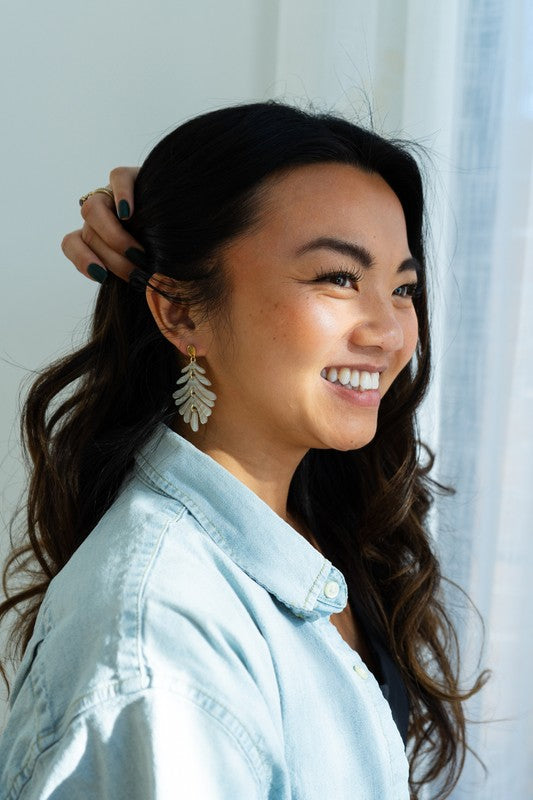 Petite Palm Earrings - Seashell