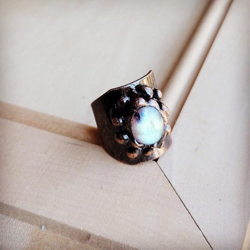 Labradorite Cuff Ring in Antique Copper