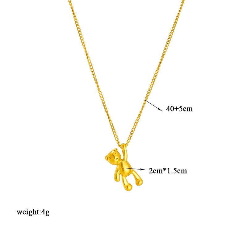 Three-dimensional Bear Necklace Titanium Steel Chain